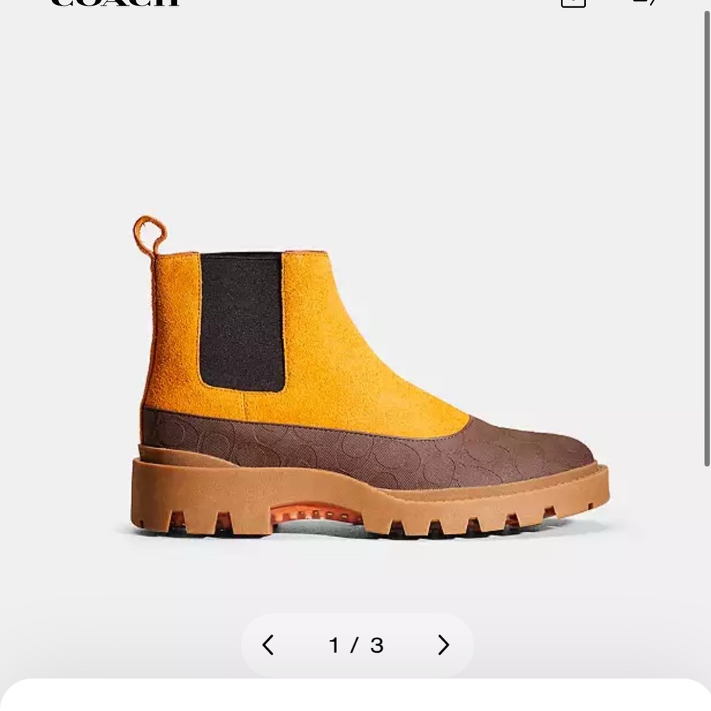 Coach Orange and Brown Chelsea Boots with Rugged Sole